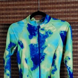 One piece long sleeve rash gaurd swimsuit.